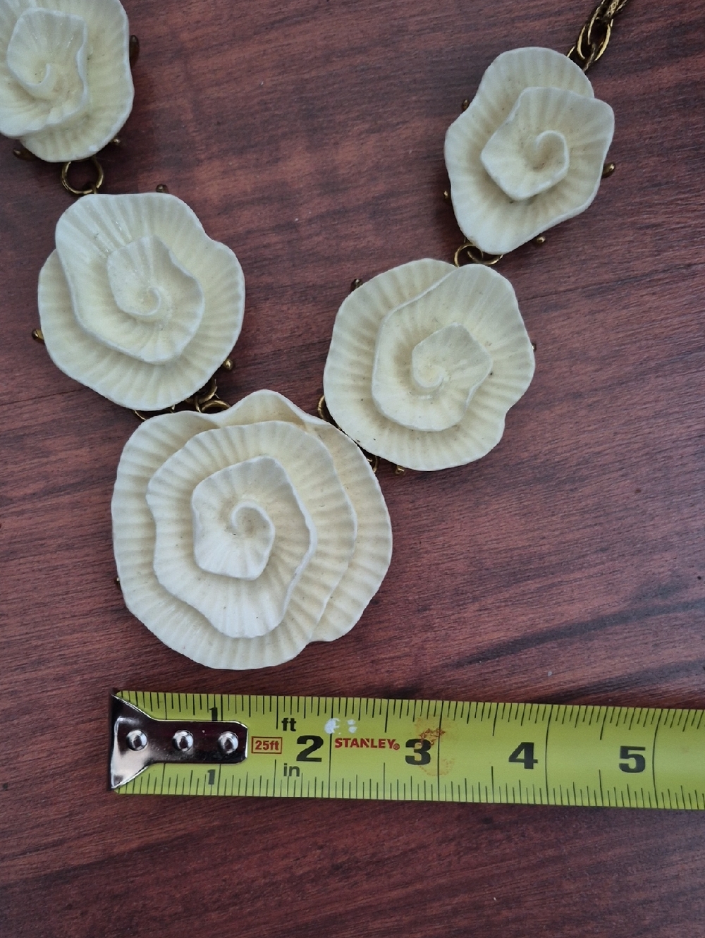 Vintage Ivory Color Resin Flower Floral  Statement Necklace Boho Festival Fairy - Picture 2 of 6